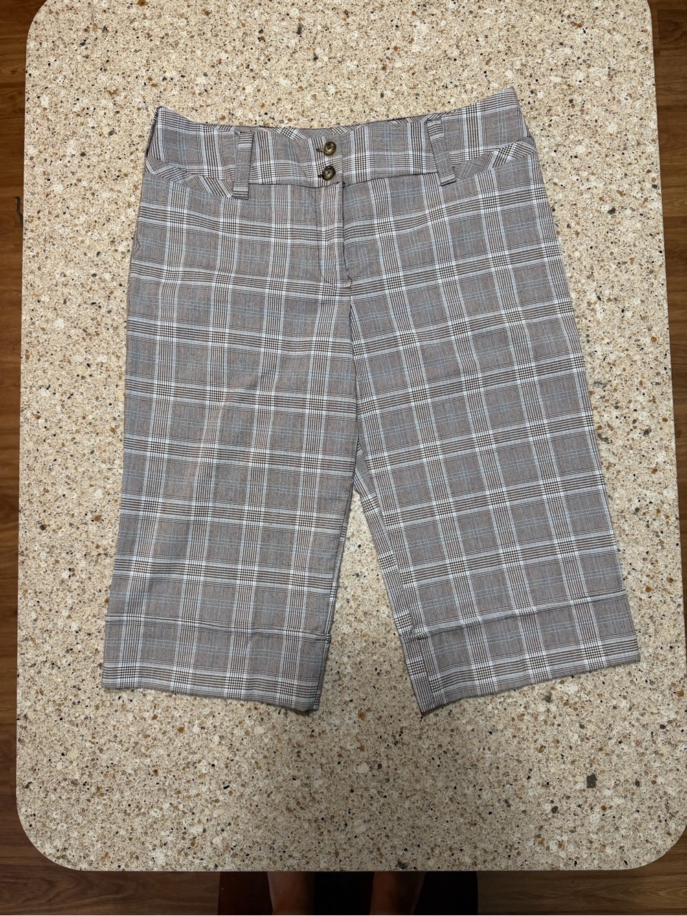 Men's Plaid Flat Front Dress Shorts - Gray